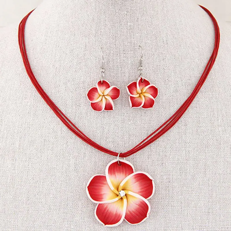 Resin Flower Necklaces Earrings For Women Fashion Jewelry Sets Leather Necklaces With Earrings Wedding Jewellery Brincos