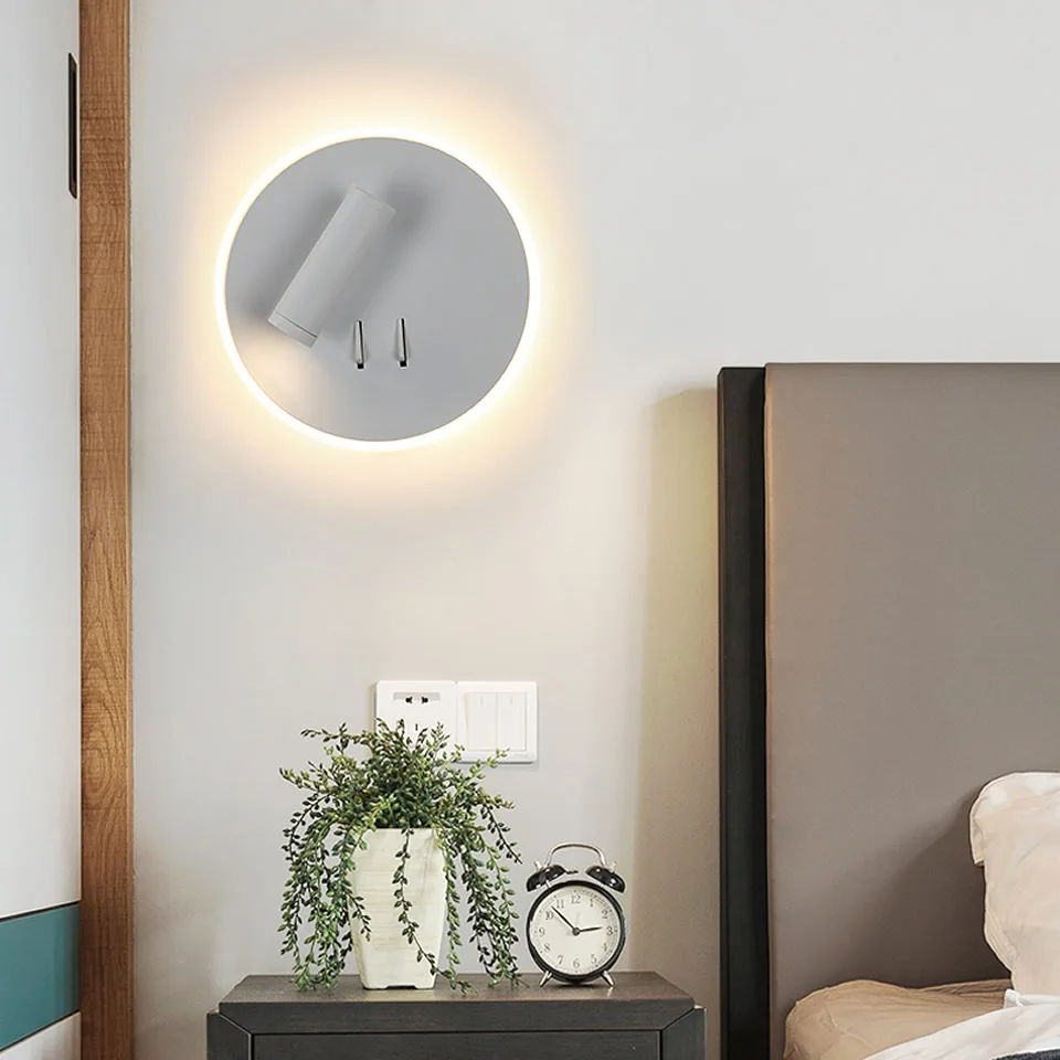 Apextech светодиодный настенный светильник в современном стиле, настенный ночной Светильник для спальни, вращающийся на 360 градусов прикроватный светильник для чтения для AC85-265V в отеле