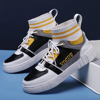 

High-top shoes men 2019 autumn new Korean version of the trend of socks men's shoes sports shoes Hong Kong style casual shoes