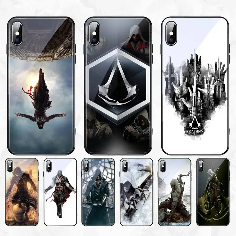 

HPCHCJHM Assassin's Creed Soft black Phone Case Tempered Glass For iPhone 11 Pro XR XS MAX 8 X 7 6S 6 Plus SE 2020 case