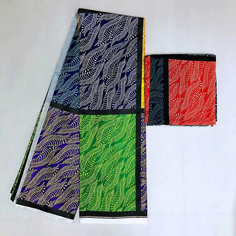 Шелковая восковая ткань, Африканский воск, стиль, последний Шелковый Атласный воск с шифоновой блузкой, африканская ткань для платья 4+ 2 ярда MO1