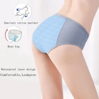 

Women Physiological Pants Large Size Screw Thread Leak Proof Physiological Pants Women Underwear Period Cotton Waterproof Briefs