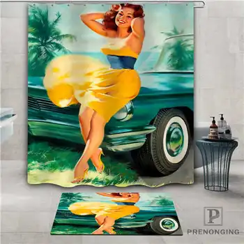 

Custom beautiful young lady (1) Waterproof Shower Curtain Doormat Home Bath Bathroom Polyester Fabric Multi Sizes#2019-1-05-65