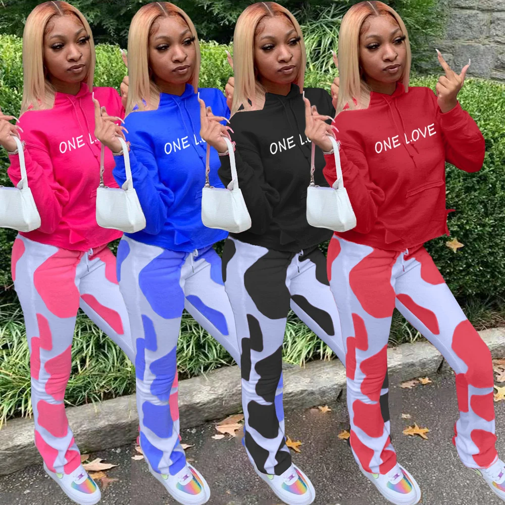 Pant Suits Women Clothes Letter Print 