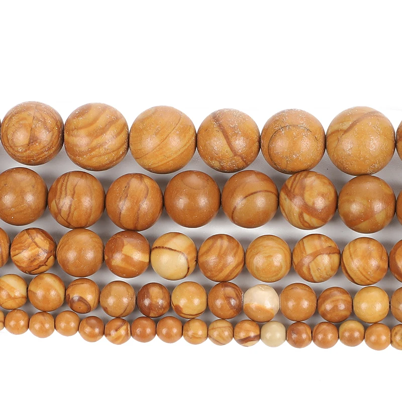 4/6/8/10/12mm Round Wooden Grain Stone Natural Beads For Jewelry Making DIY Loose Charm Bracelet Necklace Handmade | Украшения и