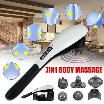 

7 in 1 Cordless Massage Machine 4 Speeds 3 Modes Percussion Body Neck Back Feet Electric Percussion Full Body Massage 6 Headers