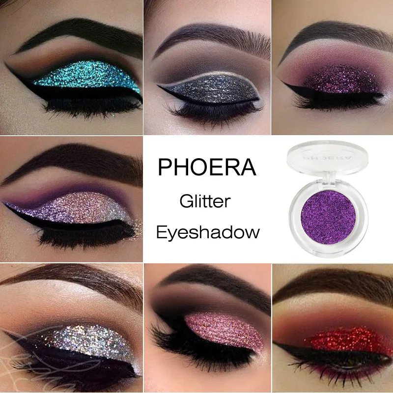 

PHOERA NEW 8 Color Glitter Sequins Eyeshadow Palette Makeup Flash Brightening Eye Shadow Powder Long Lasting Cosmetic TSLM1