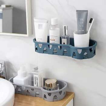 

Bathroom Kitchen Storage Basket Without Nail Receive Frame Hollow Storage Basket Seamless Multipurpose Home Basket Shelf Rack
