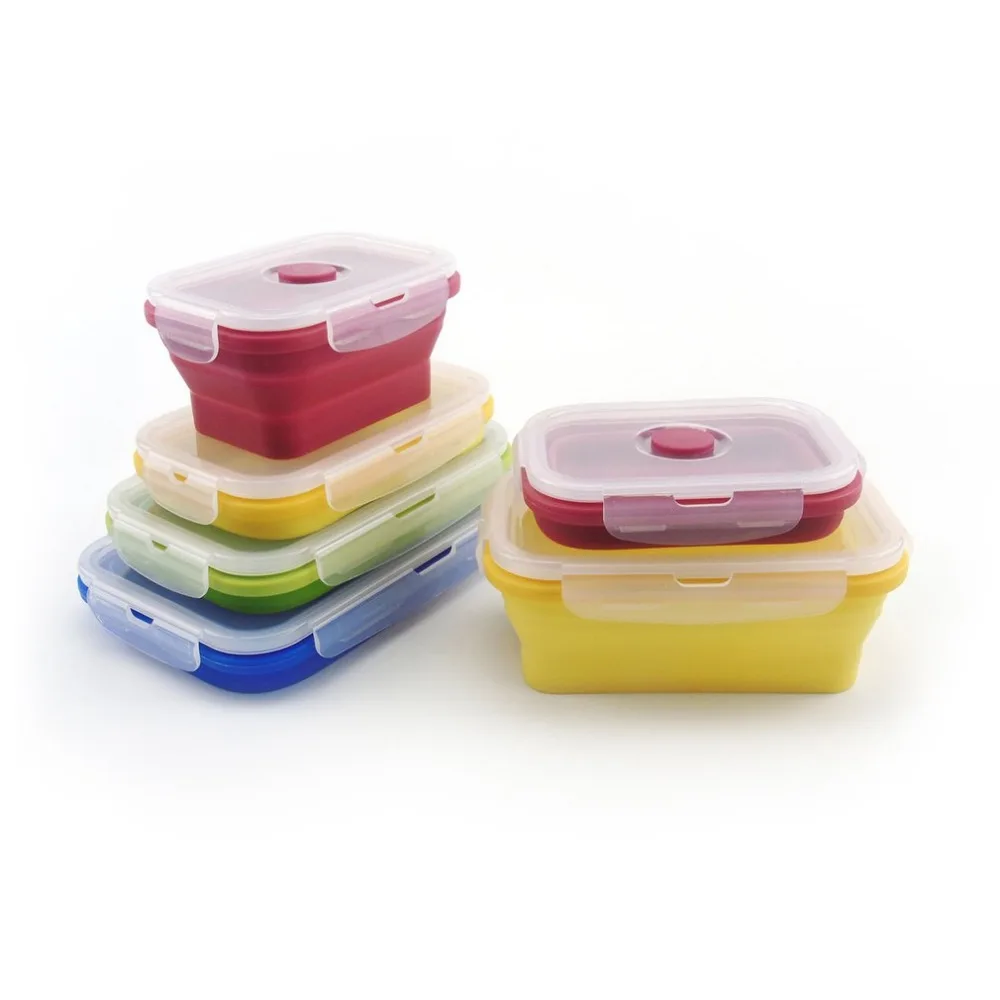 Практичный красочный складной силиконовый Ланч-бокс экологичный портативный размер детей пищевой контейнер для микроволновой печи печь отточить ланч бокс