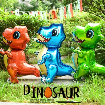 

6/10/20/30/40pcs 66X50CM Red Green Blue 3D Three Dimensional Standing Dinosaurs Foil Balloons Stereoscopic Assembled Globo Decor