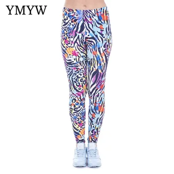 

YMYW High Elasticity Casual Occident Leopard Printed Leggings Fitness Feminina Exercise Ankle-length Thin Slim ласины для женщин