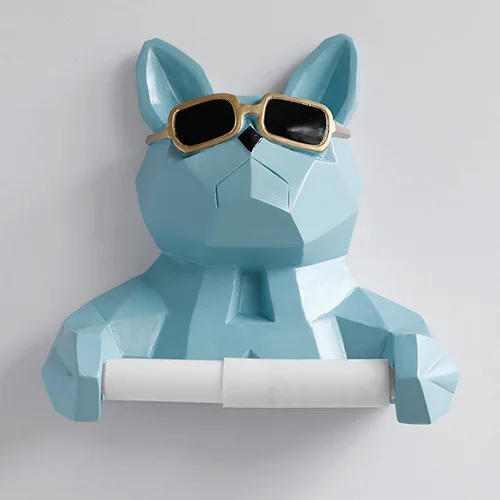 Скандинавский череп животное скульптура подвеска тканевая поддержка для ванной стены украшение дома пленка коробка поддержка настенная бумага держатель для полотенец - Цвет: Blue Dog