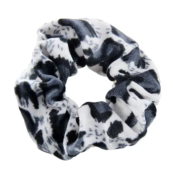 

free shipping 12pcs Large Animal Leopard Hair Scrunchie Set For women Satin Velvet Elastic Hair Rope Ponytail Holder Winter Hair