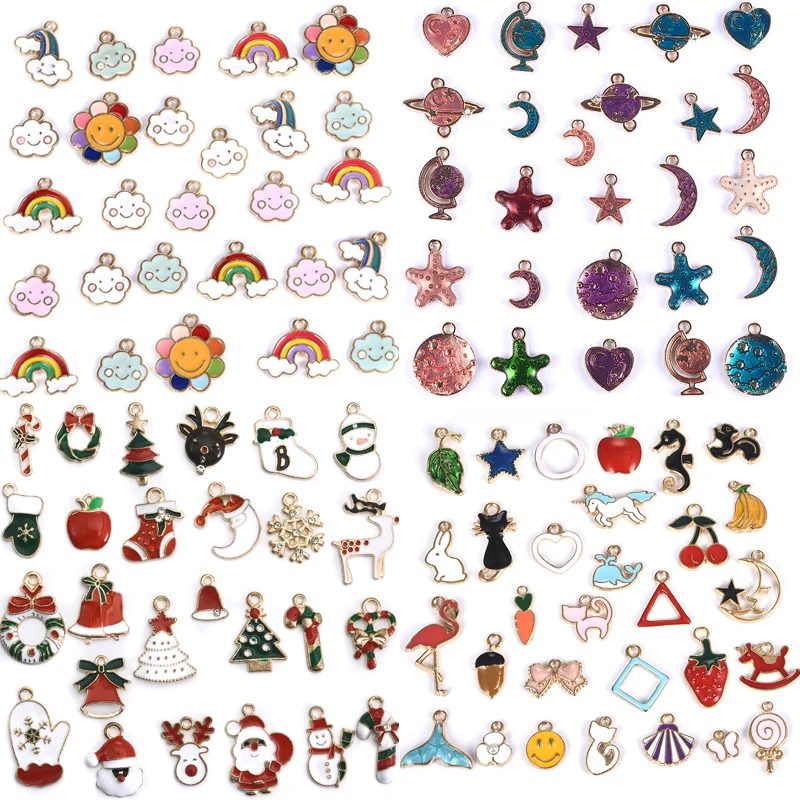 Рождественские Смешанные Подвески с плавающей эмалью подвески украшения бусины