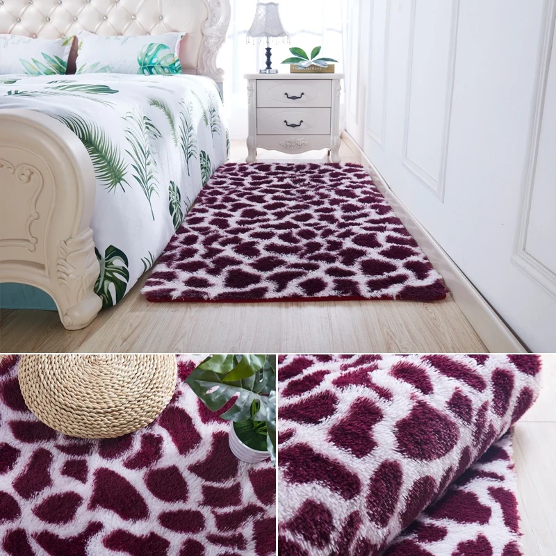 

Encryption plus soft carpet bedroom variegated tie-dye mat bed front leopard plush blanket living room coffee table rug
