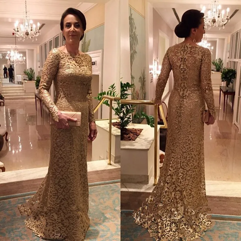 Gold Lace Moeder Van De Bruid Jurken 2020 Vestido De Madrinha Mermaid Lange Mouwen Formele Bruiloft Jurk Vrouwen Diner jassen Gold Lace Moeder Van De Bruid Jurken 2020 Vestido De Madrinha Mermaid Lange Mouwen Formele Bruiloft Jurk Vrouwen Diner jassen