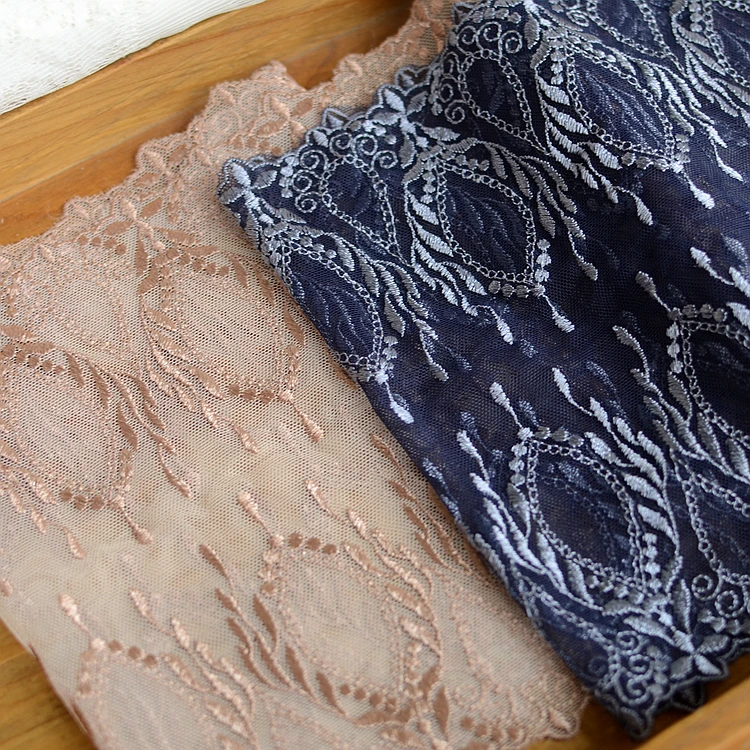 

5meter/lot 19cm Dark Blue/Coffee Export Quality 2Side Polyester Embroidery Mesh Lace DIY Sewing Textile Material X573