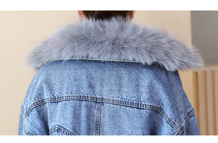 Женская джинсовая куртка с мехом Зимние джинсы вельветовое пальто женский воротник из искусственного меха мягкие теплые куртки женские дропшиппинг