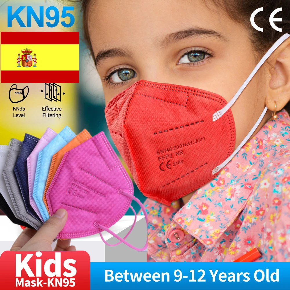 Mascarillas ffp2mascarillas FFP2 reutilizables con filtro de 5 capas para niños, máscaras protectoras con elásticos, 10-100 Uds., ce