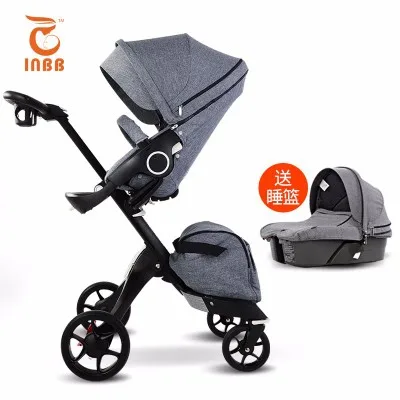 grey 2 in 1 B Оригинальная Роскошная детская коляска с высоким пейзажем, переносная детская коляска, складная коляска для новорожденных, Система путешествий 2 в 1 - Цвет: grey 2 in 1 B