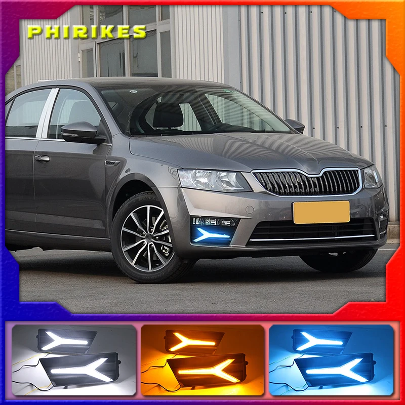 

LED Daytime Running Light For Skoda Octavia 2017 Car Accessories Waterproof 12V DRL Fog Lamp Decoration