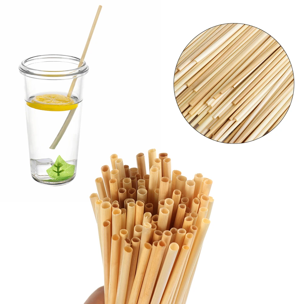 

100PCS Natural Wheat Straw 100% Biodegradable Straws Eco-Friendly Portable Drinking Straws Home Kitchen Party Bar Accessories