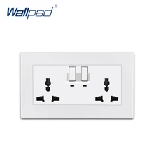 Переключаемая двойная 13A многофункциональная розетка с светодиодный индикатором Wallpad роскошная белая настенная Электророзетка розетки панель ПК