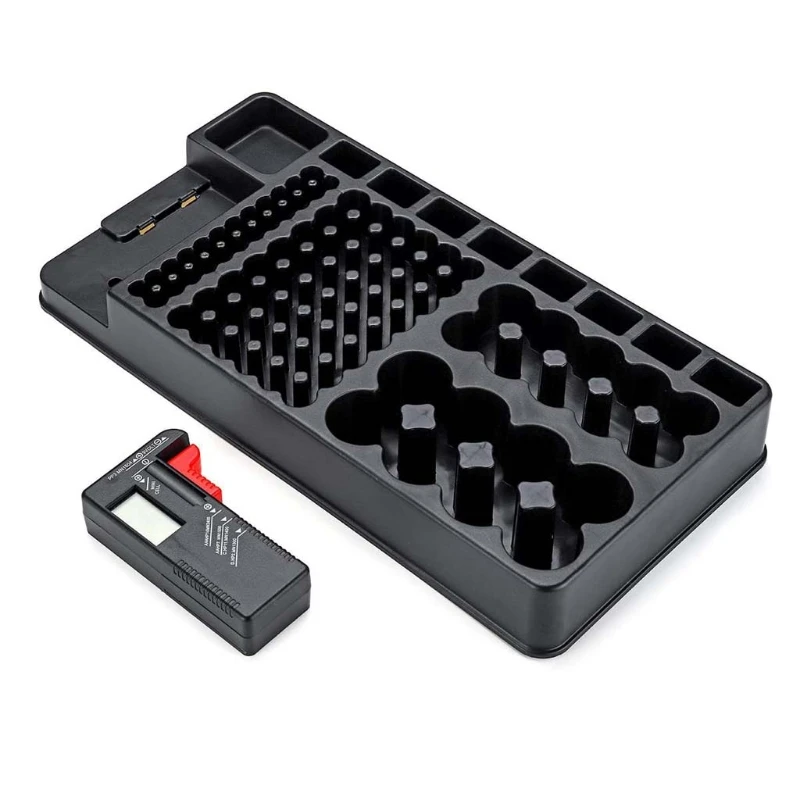 

98 Grids Battery Storage Organizer Tester Battery Caddy Rack for AA AAA D C 9V