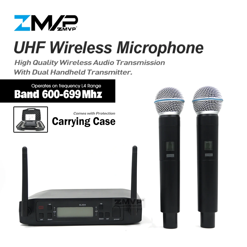Профессиональная производительная Беспроводная микрофонная система UHF GLXD4 с