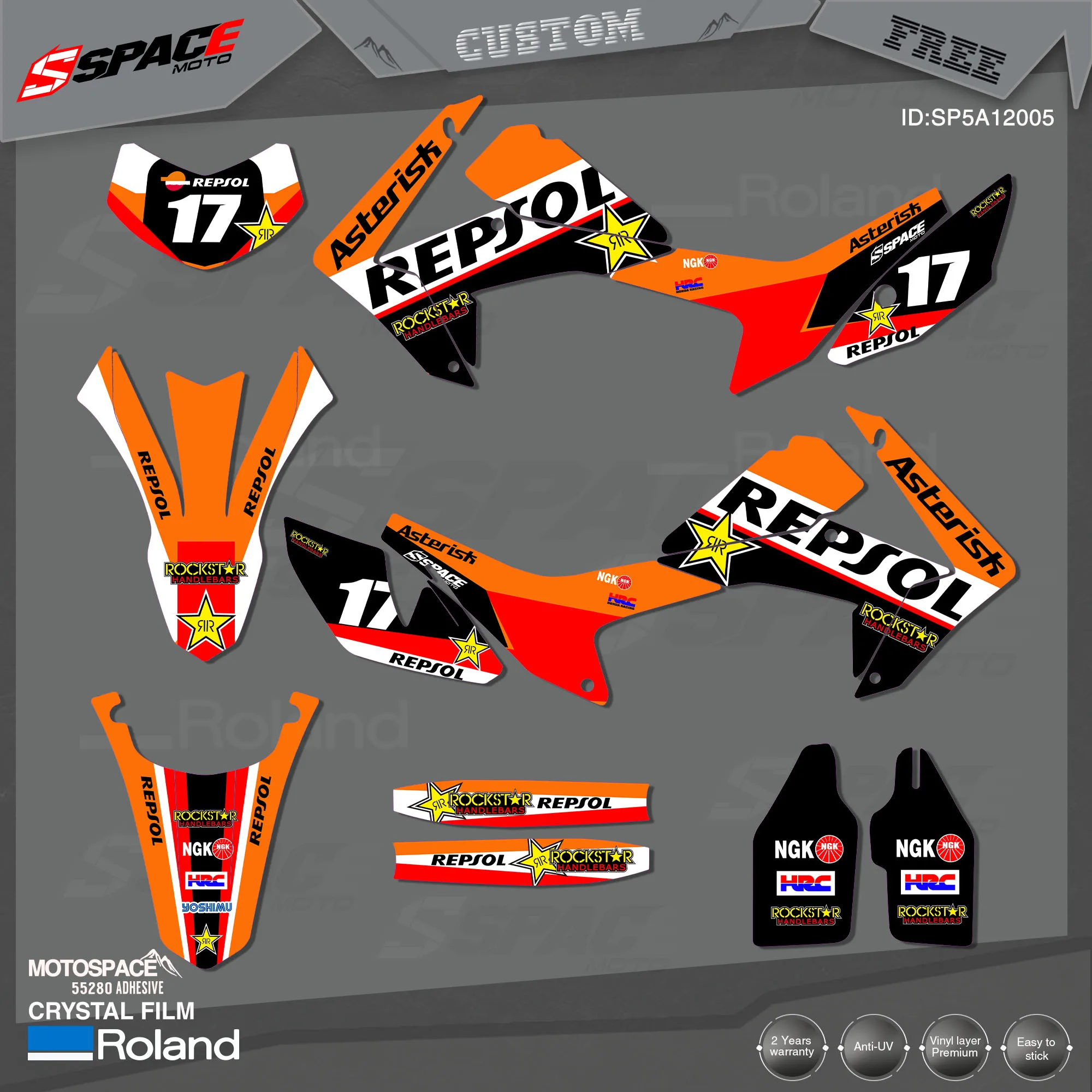 

MotoSpace Custom Team Graphics Backgrounds Decals 3M Stickers Kit For HONDA 2012-20CRF250L 005