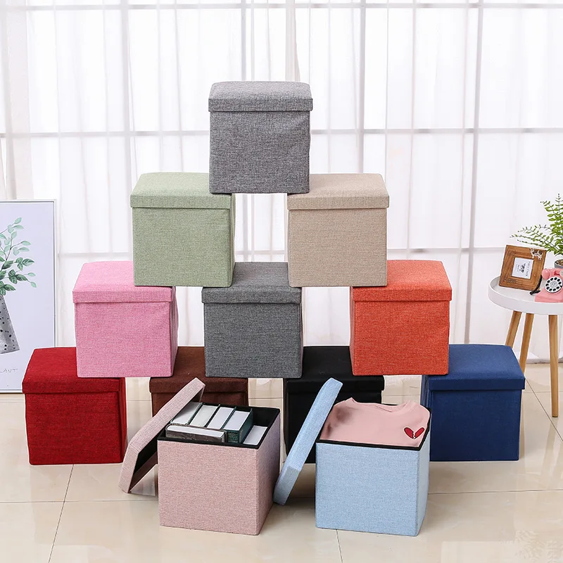 

Storage Chair Foldable Storage Stool Storage Box Linen Creative Home Storage Box Multi-functional Storage Footstool