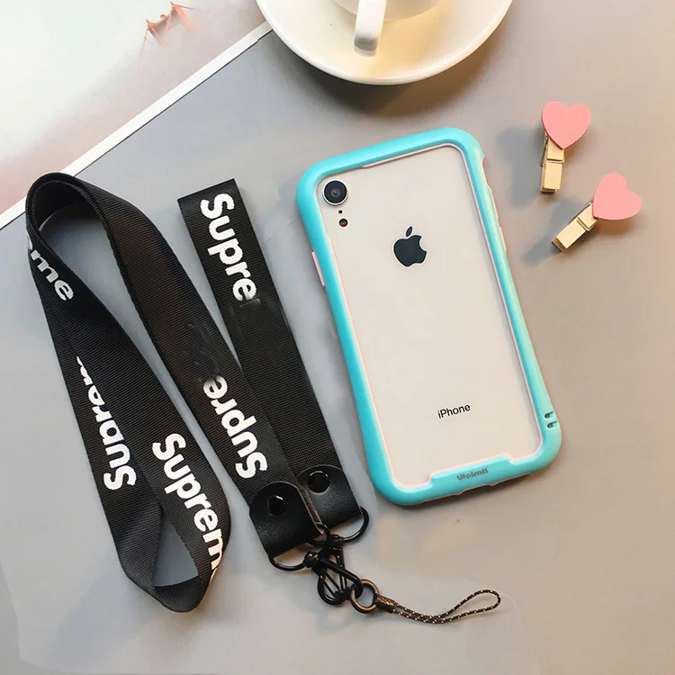 Синий Мягкий бампер для iPhone XS max XR X ярких цветов с небольшой талией для iPhone 8 8plus 6 6SP 7 7P рамка Fudas+ ремни - Цвет: Синий