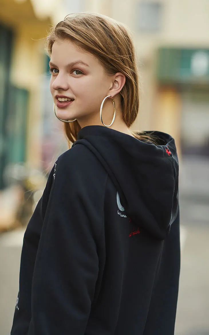 Vero Moda Новая женская толстовка из хлопка с капюшоном и вышитым буквенным принтом | 319433501
