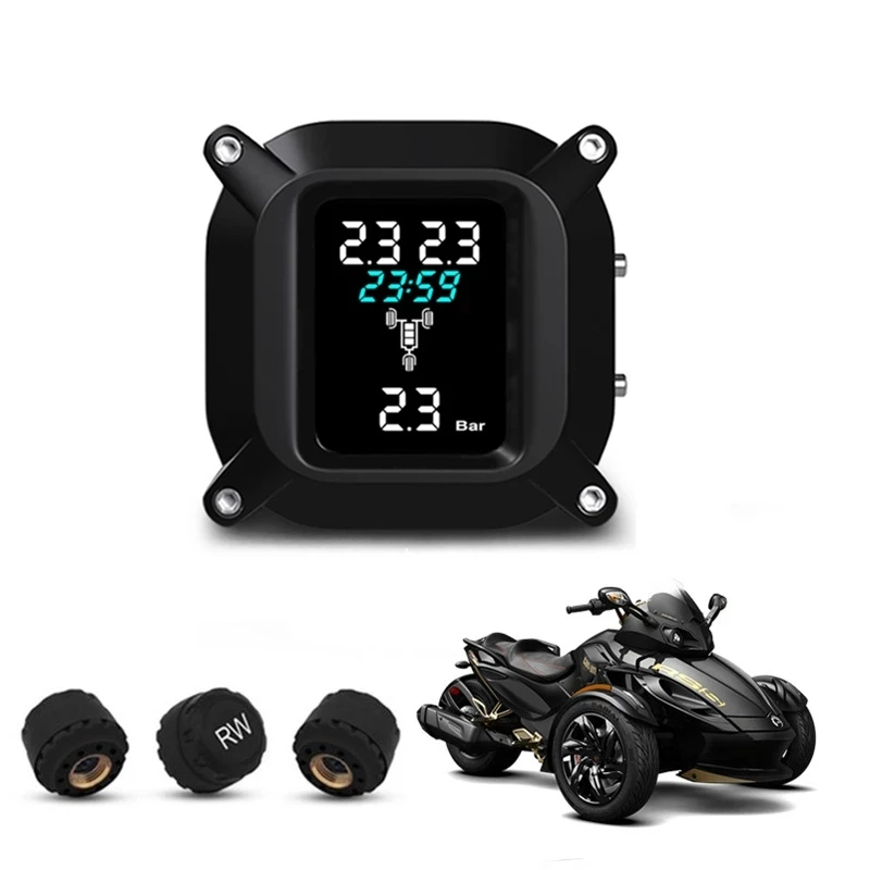 US $39.90 Trikes Motorcycle Tpms Motor Tire Pressure Tyre Temperature Monitoring Alarm System