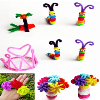

100PCs DIY Handmade Colored Wool Root Top Twisting Bar Handmade Fluffy Iron Wire Imaginative Plush Play Baby Gift Decorations