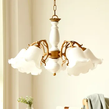 

Hallway Kitchen frosted glass Chandelier E27 led light for Home American style vintage Lamp Nordic Light Retro hanging lighting