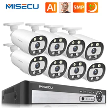 Miecu-Sistema de cámaras de seguridad CCTV POE de 8 canales y 5MP, detección facial inteligente, Audio bidireccional, cámara de videovigilancia al aire libre, Kits P2P