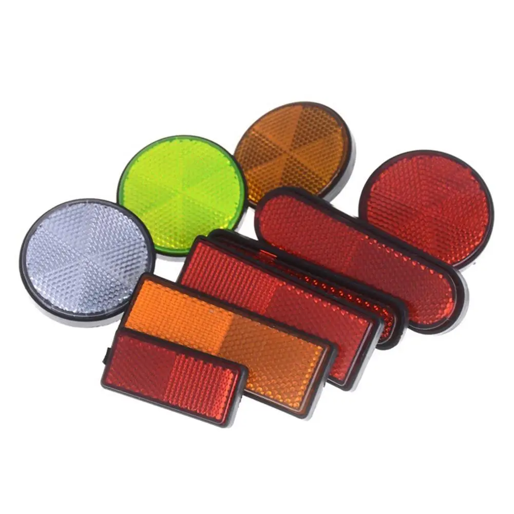 

2Pcs Universal Rectangle Round Car Motorcycle Bike Caravans Lorry Screw On Safety Reflector Reflective Vehicle Accessories