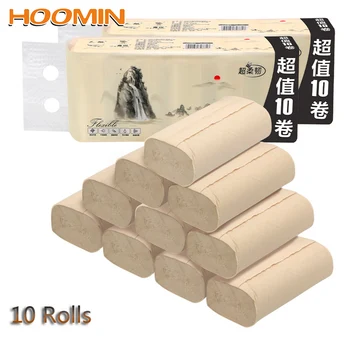 

10 Rolls Toilet Paper Home Bath Kitchen Tissue Roll 4 Layers Skin-friendly Hand Towels Bamboo Pulp Coreless Toilet Roll Paper
