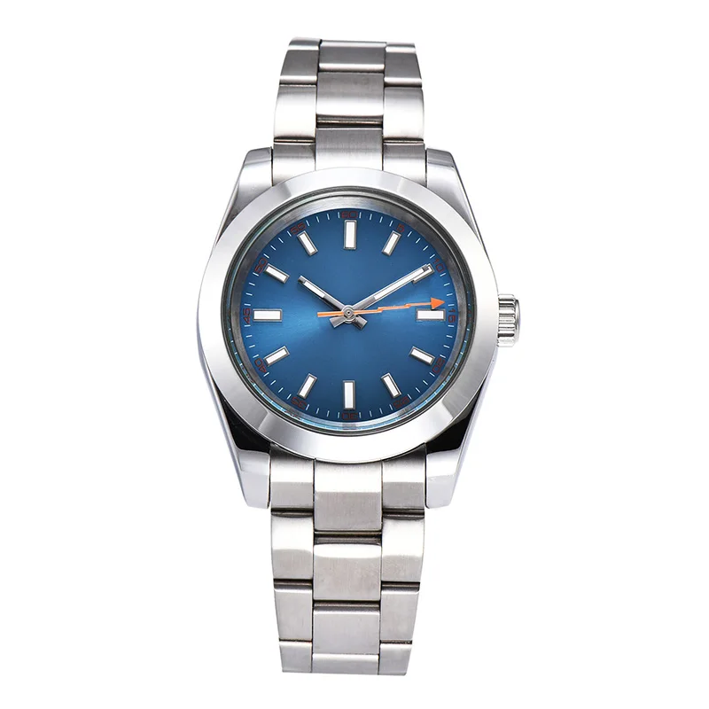 

Men's leisure Watch 40mm Watch Blue Dial Luminous Pointer 316L Stainless Steel Bracelet Automatic Movement