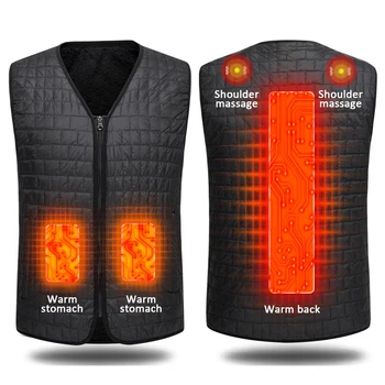 

Climbing Heated Vest Hiking Winter Zipper Shoulder Massage Camping Cold-proof Slim Fit Usb Infrared Warm Adjustable Temperature