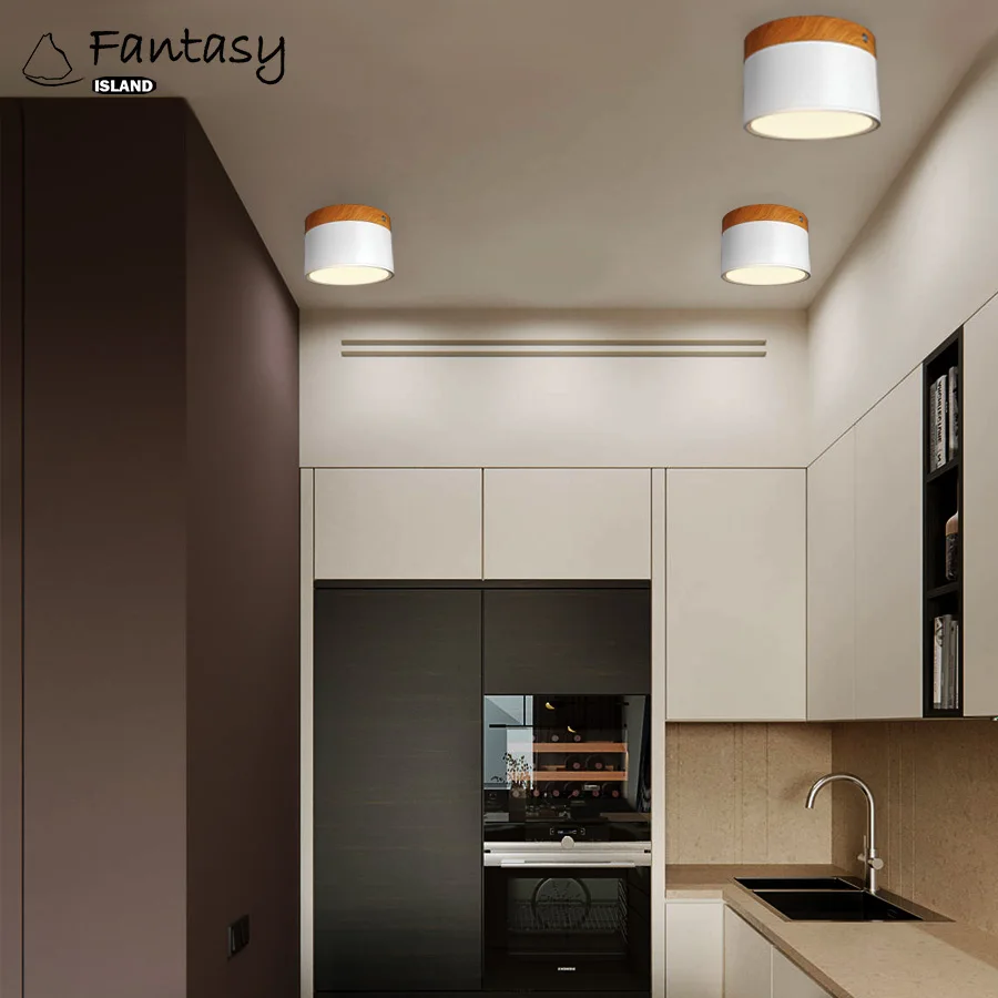 

Modern Ceiling Lights Nordic Iron+wood Ceiling Lamp LED Downlight spot light 5W warm white AC85-265V