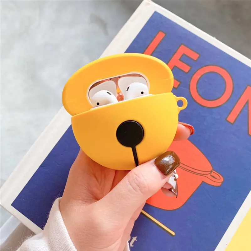 Чехол с желтым колокольчиком для Apple Airpods 2 мягкий силиконовый мультяшный чехол