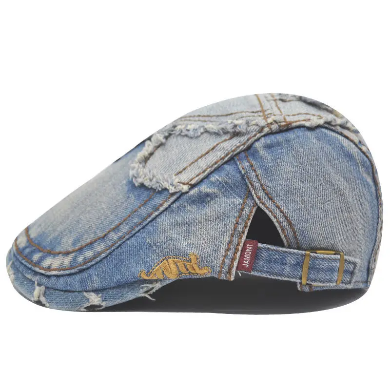 

New Casual Washed Frayed Denim Caps Unisex Patchwork Hats Men Classic Retro Sewing Peaked Caps For Women Trendy Streetwear Boys