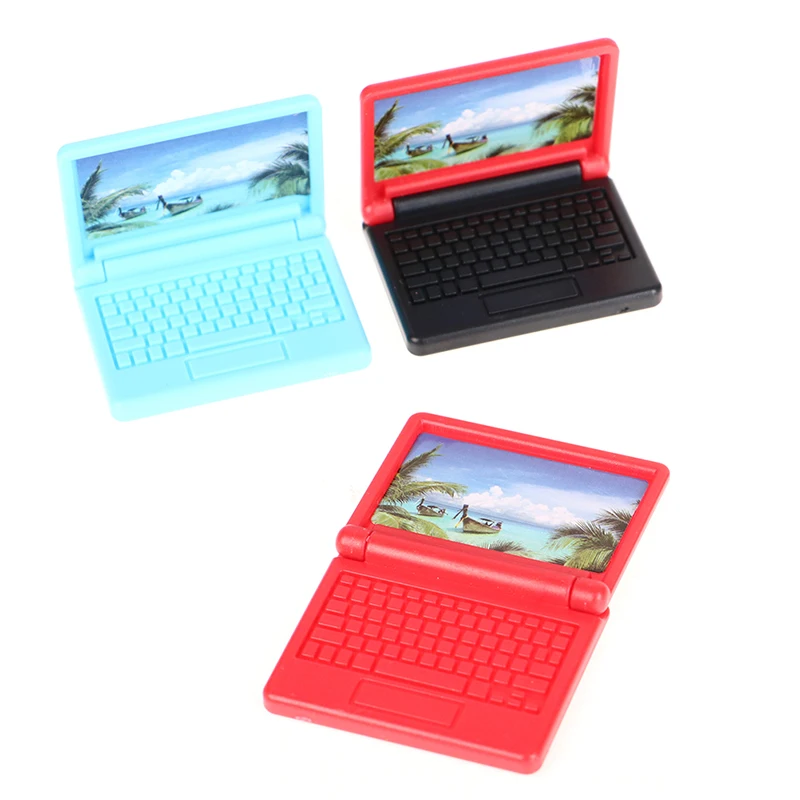2pcs Creative Dollhouse Miniature Modern Computer Furniture For Children Toy Furniture For Dolls Laptop Computer