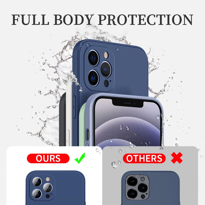 1DS Square Liquid Silicone Case For iPhone 13 12 11 Pro Max Mini XS X XR 7 8 Plus SE 2020 Full Lens Protection Soft Cover best iphone 12 mini case