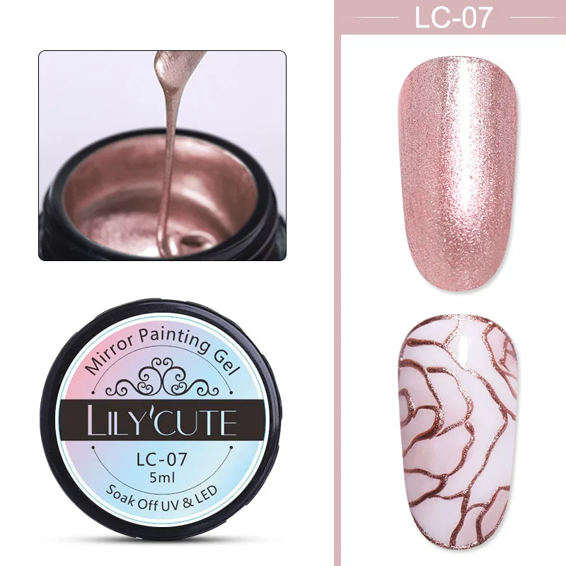 LILYCUTE замочить от УФ Гель-лак металлическое зеркало серебряный УФ гель для ногтей маникюрный лак Гель-лак для нейл-арта - Цвет: Светло-серый