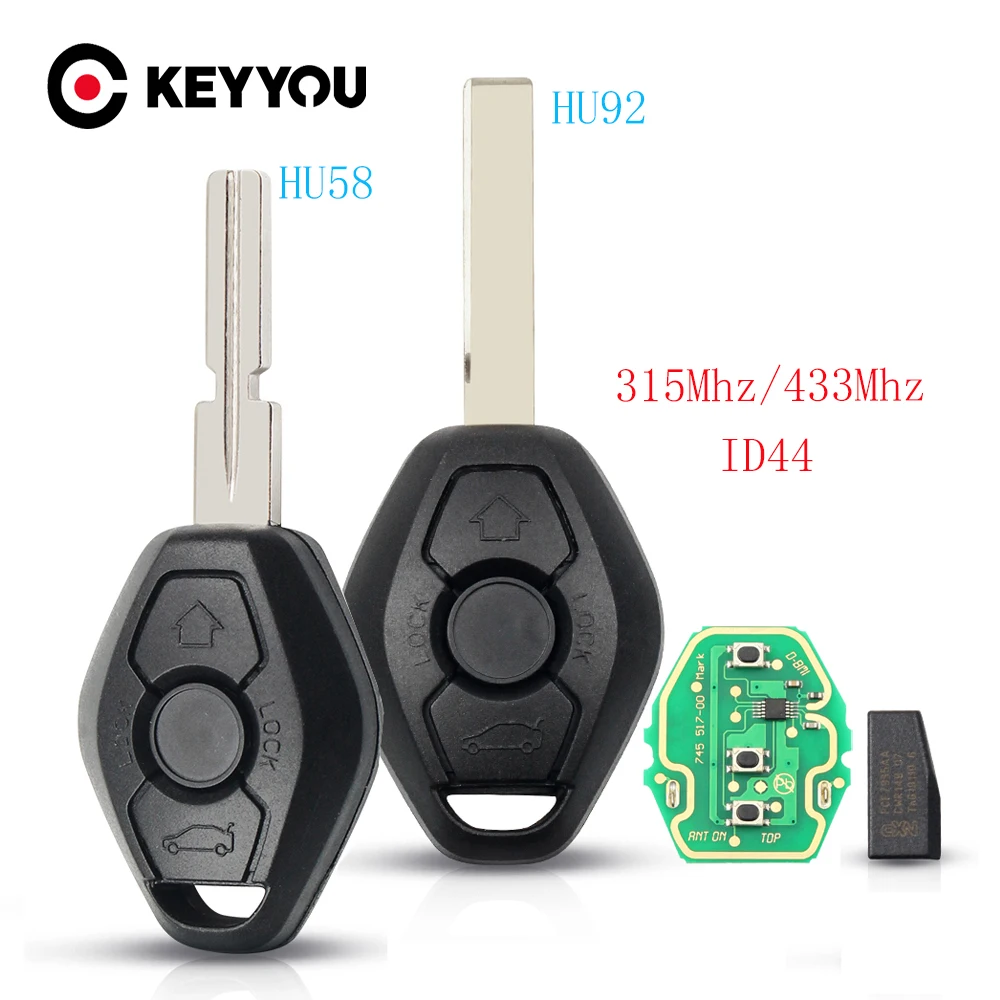 Ключ KEYYOU для BMW X3 X5 Z3 Z4 E38 E39 E46 1/3/5/7 серии 315/433 МГц ID44 чип БЕСКЛЮЧЕВОЙ входной