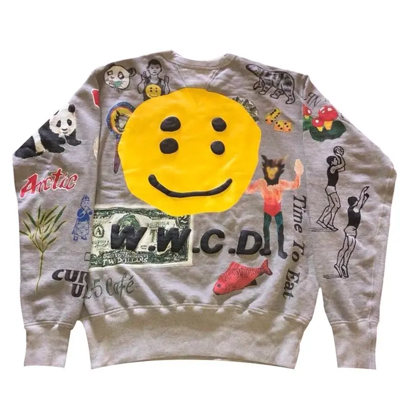 CPFM. XYZ W.W.C.D. Kanye/толстовки с 3D принтом в виде смайлика; мужские толстовки; 1:1; лучшее качество; CPFM; толстовка; CPFM; пуловер - Цвет: white