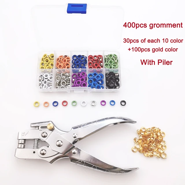 Metal Eyelet Paper Card Single Hole Punch Metal Round Eyelet Grommet with  Storage Box for Shoes Clothes Crafts Scrapbooking